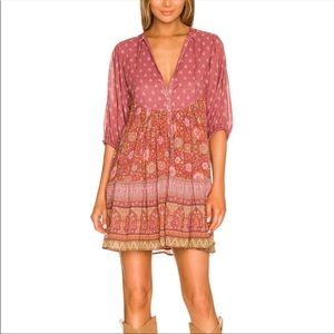 NWT Spell and the Gypsy Collective Utopia pink floral print cotton mini dress